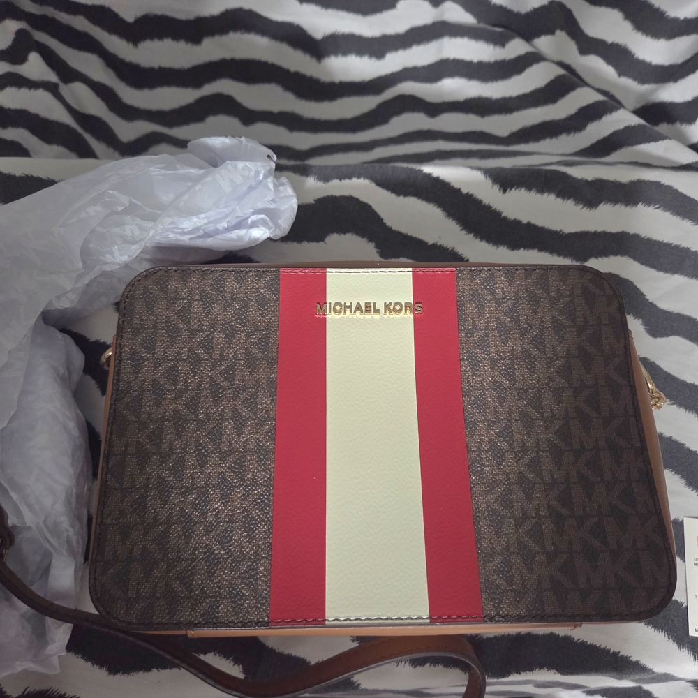 Michael Kors Red and Cream Crossbody Bag
